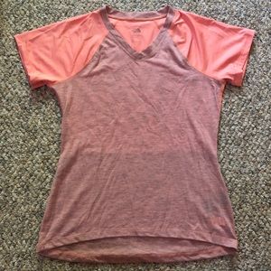 NorthFace small V-neck training top in coral